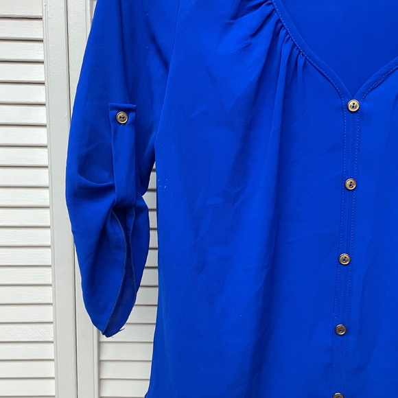 Windsor Royal Blue Button Blouse Size Large - Picture 3 of 6